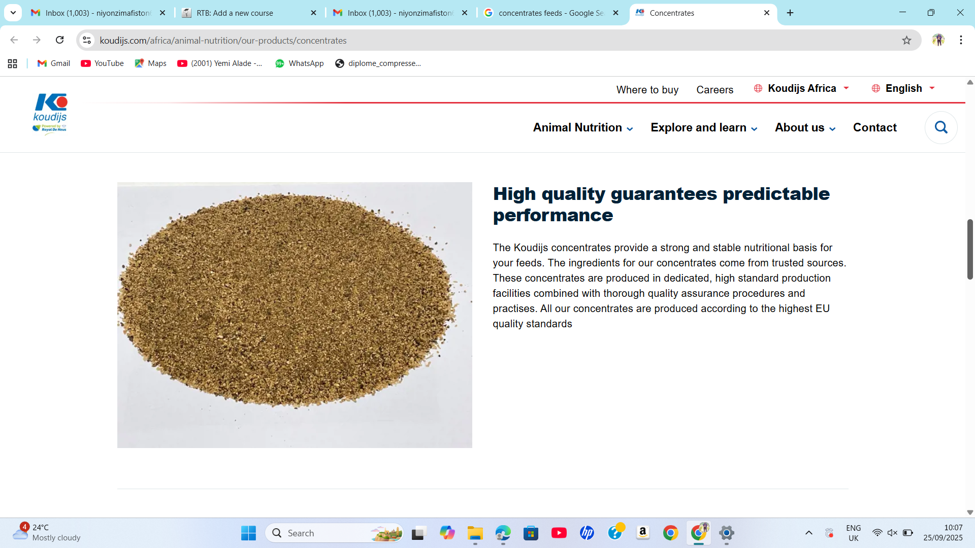 CONCENTRATES FEEDS PREPARATION AND DISTRIBUTION